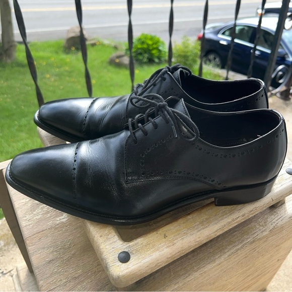 Johnston & Murphy Men's Leather Black Cap Toe Size 10M 24-2941 Made In Italy - Picture 5 of 12